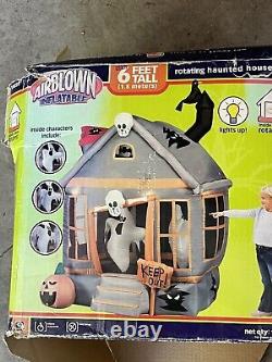 Vintage 2007 Gemmy Inflatable Rotating Haunted House 6ft Lights