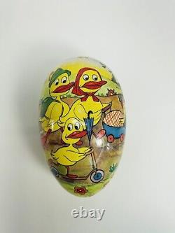 Vintage 6 1/2 Paper Mache Easter Egg West Germany Ducks