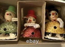 Vintage 6 Putz Snowmen Original Box Made In Japan 1 Missing Feet 50's Or 60's