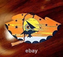 Vintage 6 Unused Art Deco Halloween Bridge Tally Place Card Owl Hallmark 1920s