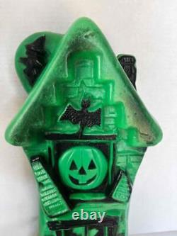 Vintage 60's 70's Bayshore Lighted Halloween Green Blow Mold Haunted House 17
