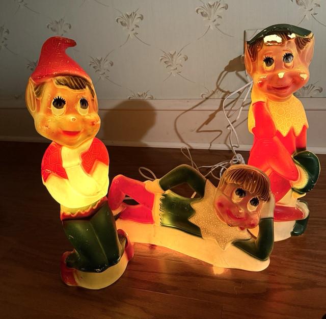Vintage'66 Judith Novelty Elf Blow Mold Trio Light Up Christmas Decorations 17