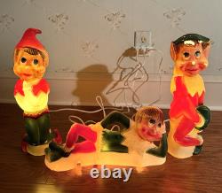 Vintage'66 Judith Novelty Elf Blow Mold Trio Light Up Christmas Decorations 17