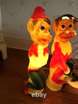 Vintage'66 Judith Novelty Elf Blow Mold Trio Light Up Christmas Decorations 17