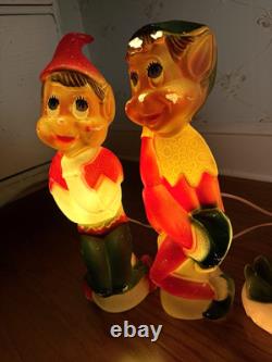 Vintage'66 Judith Novelty Elf Blow Mold Trio Light Up Christmas Decorations 17