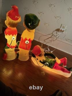 Vintage'66 Judith Novelty Elf Blow Mold Trio Light Up Christmas Decorations 17