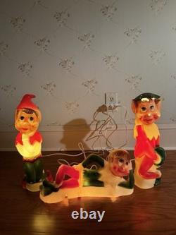 Vintage'66 Judith Novelty Elf Blow Mold Trio Light Up Christmas Decorations 17