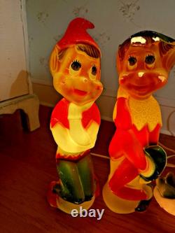 Vintage'66 Judith Novelty Elf Blow Mold Trio Light Up Christmas Decorations 17