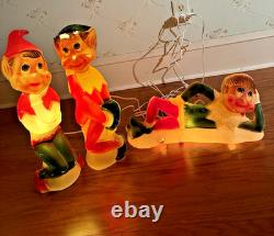 Vintage'66 Judith Novelty Elf Blow Mold Trio Light Up Christmas Decorations 17