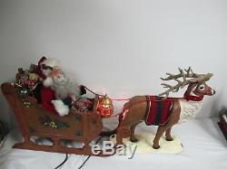 Vintage Animated Lighted Large 36 Santa Sleigh Rudolph Holiday Creations 2 Pcs