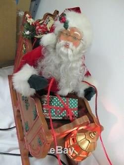 Vintage Animated Lighted Large 36 Santa Sleigh Rudolph Holiday Creations 2 Pcs