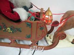 Vintage Animated Lighted Large 36 Santa Sleigh Rudolph Holiday Creations 2 Pcs