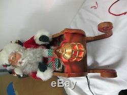 Vintage Animated Lighted Large 36 Santa Sleigh Rudolph Holiday Creations 2 Pcs