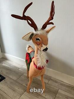 Vintage Annalee EXTRA EXTRA LARGE Reindeer withChristmas saddle 1995 RARE