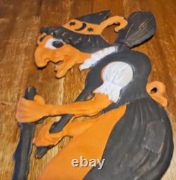 Vintage Antique Halloween 15.5 Witch Germany Embossed Diecut 1920s