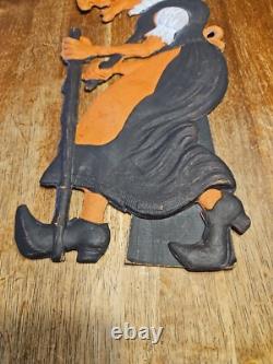 Vintage Antique Halloween 15.5 Witch Germany Embossed Diecut 1920s