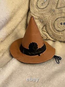 Vintage Antique Halloween Witch Hat Party Favor C 1920 4 High Orange Black