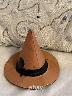Vintage Antique Halloween Witch Hat Party Favor C 1920 4 High Orange Black