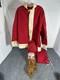 Vintage Antique Santa Claus Costume Suit Gauze Painted Mask Long Brown Beard