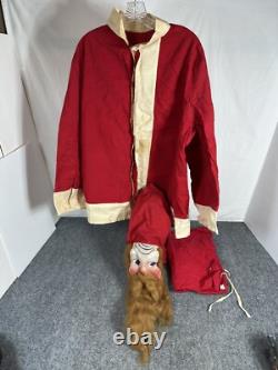 Vintage Antique Santa Claus Costume Suit Gauze Painted Mask Long Brown Beard