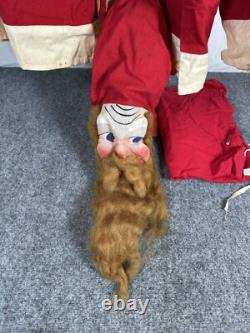 Vintage Antique Santa Claus Costume Suit Gauze Painted Mask Long Brown Beard