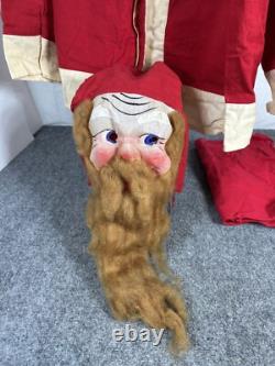 Vintage Antique Santa Claus Costume Suit Gauze Painted Mask Long Brown Beard