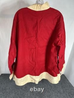 Vintage Antique Santa Claus Costume Suit Gauze Painted Mask Long Brown Beard