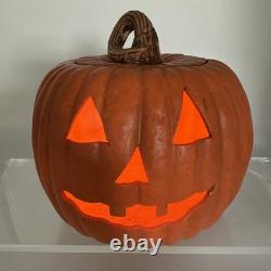 Vintage Atlantic Ceramic Lighted 10 Pumpkin Jack O Lantern Halloween RARE