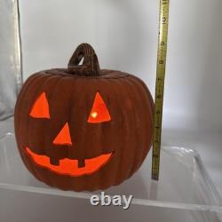 Vintage Atlantic Ceramic Lighted 10 Pumpkin Jack O Lantern Halloween RARE