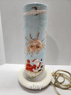 Vintage Atlantic Mold Ceramic Christmas Candle 3D Santa Sleigh & Reindeer 14.5