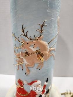 Vintage Atlantic Mold Ceramic Christmas Candle 3D Santa Sleigh & Reindeer 14.5