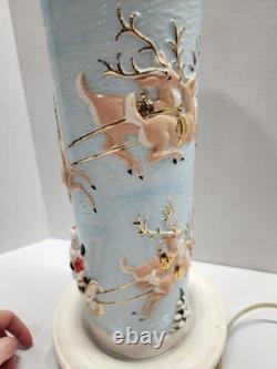 Vintage Atlantic Mold Ceramic Christmas Candle 3D Santa Sleigh & Reindeer 14.5
