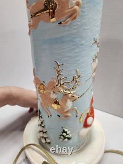 Vintage Atlantic Mold Ceramic Christmas Candle 3D Santa Sleigh & Reindeer 14.5