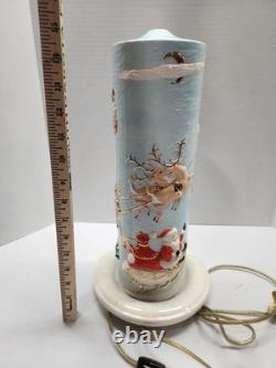 Vintage Atlantic Mold Ceramic Christmas Candle 3D Santa Sleigh & Reindeer 14.5