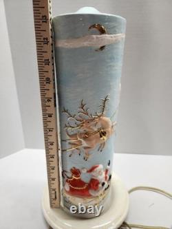 Vintage Atlantic Mold Ceramic Christmas Candle 3D Santa Sleigh & Reindeer 14.5
