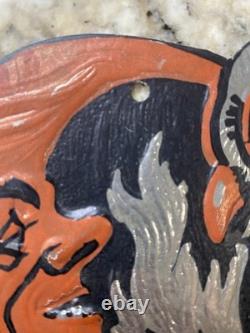 Vintage Beistle Diecut Owl Squirrel Moon Silver Foil Black Orange 1932
