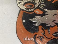 Vintage Beistle Diecut Owl Squirrel Moon Silver Foil Black Orange 1932