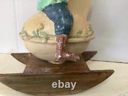 Vintage Bethany Lowe Easter Bunny Rocker Candy Container 10x7 Folk Art