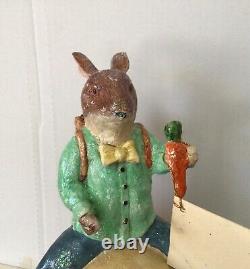 Vintage Bethany Lowe Easter Bunny Rocker Candy Container 10x7 Folk Art