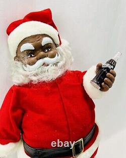 Vintage Black African American Coca Cola Santa Claus Plush Christmas 19 Coke