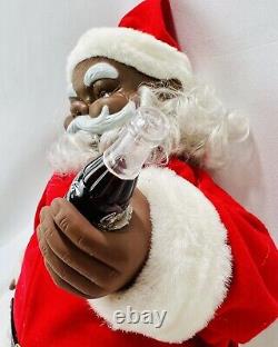 Vintage Black African American Coca Cola Santa Claus Plush Christmas 19 Coke