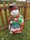 Vintage Blow Mold Snowman Santa's Best Christmas Large Outdoor Light 42