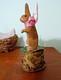 Vintage Bunny Rabbit Paper Mache Candy Container On Cardboard Holder 6 Unusual