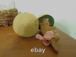 Vintage Bunny Rabbit Paper Mache Candy Container on cardboard holder 6 Unusual