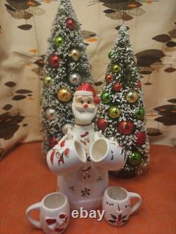 Vintage CAPRI Creations Ceramic Santa Whiskey Decanter Set with mini mugs
