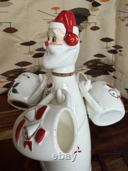 Vintage CAPRI Creations Ceramic Santa Whiskey Decanter Set with mini mugs