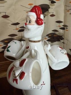 Vintage CAPRI Creations Ceramic Santa Whiskey Decanter Set with mini mugs