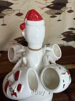 Vintage CAPRI Creations Ceramic Santa Whiskey Decanter Set with mini mugs