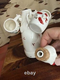 Vintage CAPRI Creations Ceramic Santa Whiskey Decanter Set with mini mugs