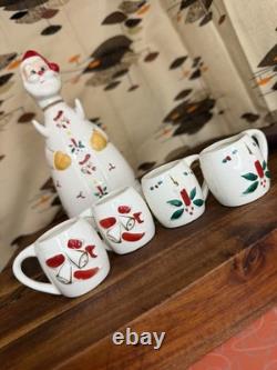 Vintage CAPRI Creations Ceramic Santa Whiskey Decanter Set with mini mugs